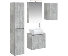 Vonios spintos komplektas 5 pcs Betono pilka 50 x 14,5 x 70 cm