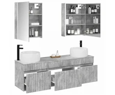 Vonios spintos komplektas 5 pcs Betono pilka 53 x 15,5 x 70 cm