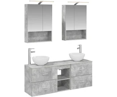 Vonios spintos komplektas 5 pcs Betono pilka 50 x 14,5 x 70 cm