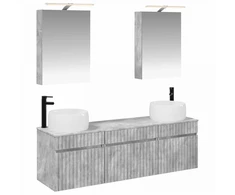 Vonios spintos komplektas 5 pcs Betono pilka 50 x 14,5 x 70 cm