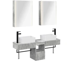 Vonios spintos komplektas 5 pcs Betono pilka 53 x 15,5 x 70 cm