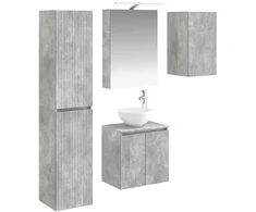 Vonios spintos komplektas 5 pcs Betono pilka 50 x 14,5 x 70 cm