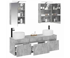 Vonios spintos komplektas 5 pcs Betono pilka 50 x 14,5 x 70 cm