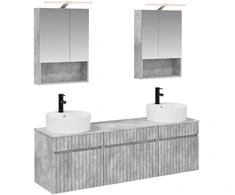 Vonios spintos komplektas 5 pcs Betono pilka 50 x 14,5 x 70 cm