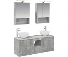 Vonios spintos komplektas 5 pcs Betono pilka 50 x 14,5 x 70 cm