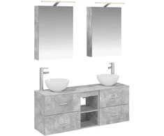 Vonios spintos komplektas 5 pcs Betono pilka 50 x 14,5 x 70 cm
