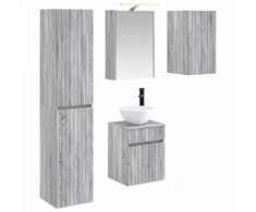 Vonios spintos komplektas 5 pcs Pilka Sonoma 43 x 16 x 62,5 cm