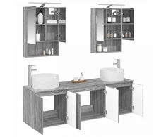 Vonios spintos komplektas 5 pcs Pilka Sonoma Apdirbta mediena