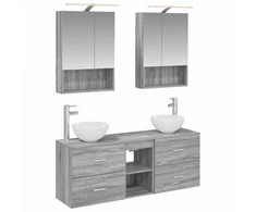 Vonios spintos komplektas 5 pcs Pilka Sonoma 50 x 14,5 x 70 cm