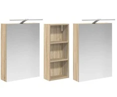 Vonios spintos komplektas su lentyna 3 pcs 130 x 14,5 x 70 cm