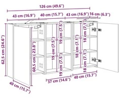 Vonios spintos komplektas 3 vnt. 126 x 16 x 62.5 cm