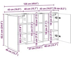Vonios spintos komplektas 3 vnt. 126 x 16 x 62.5 cm