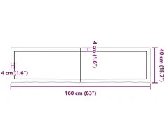 Vonios stalviršis, tamsiai rudas, 160x40x(2-4)cm, mediena