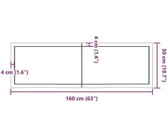 Vonios stalviršis, tamsiai rudas, 160x50x(2-4) cm, mediena
