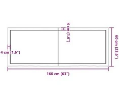 Vonios stalviršis, tamsiai rudas, 160x60x(2-4) cm, mediena