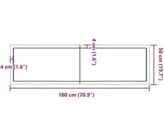 Vonios stalviršis, tamsiai rudas, 180x50x(2-6)cm, mediena