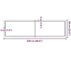Vonios stalviršis, tamsiai rudas, 220x60x(2-4) cm, mediena