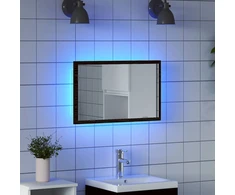 Vonios veidrodis su LED lemputėmis, juodo ąžuolo spalvos, 60x8,5x37 cm
