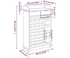 Vyno stovas Ruda 58 x 28 x 90 cm Kietos pušies mediena