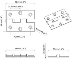 Vyrius Paprastas 2 vnt. Sidabrinė 58 x 35 x 1 mm Plienas