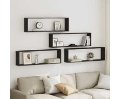 Wall Cube lentynos 4 vnt Juodas ąžuolas 100x15x30 cm