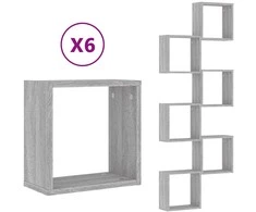 Wall Cube lentynos 6 vnt Pilka Sonoma 30x15x30 cm