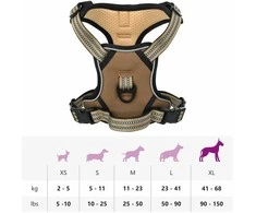 Šunų petnešos su reguliuojamu pavadėliu ir antkakliu, rudas, XL