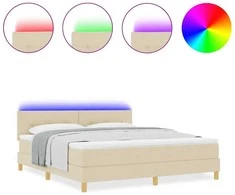 LED Čiužinio Lova su galvūgalio Kreminė 180 x 200 cm audinys