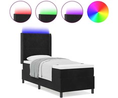 Kiemas lova su LED juostelėmis Juoda 80 x 200 cm Aksomas