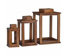Žibintas 3 pcs Natūrali Mahogany Medis