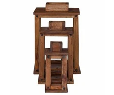 Žibintas 3 pcs Natūrali Mahogany Medis