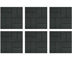 Žingsnių akmuo 6 pcs Juodas 40,5 x 40,5 x 2 cm Guma