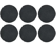 Žingsnių akmuo 6 pcs Juodas Ø 45 x 1,8 cm Guma