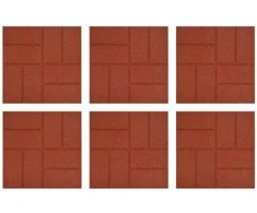 Žingsnių akmuo 6 pcs Raudona 40,5 x 40,5 x 2 cm Guma