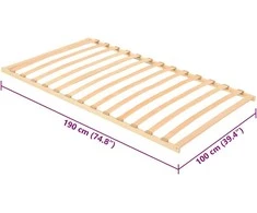 Lova Lamelinis lovos pagrindas Ruda 100 x 190 cm Kietas bukas medis