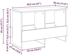 Žurnalų stovas Rūkyta ąžuolas 68,5 x 30 x 45 cm