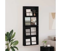 Žurnalų stovas su lentyna 2 pcs Juodas ąžuolas 60 x 12 x 70 cm
