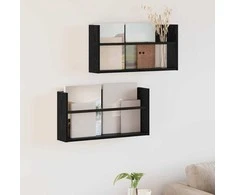 Žurnalų stovas su lentyna 2 pcs Juodas ąžuolas 60 x 12 x 30 cm