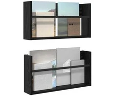 Žurnalų stovas su lentyna 2 pcs Juodas ąžuolas 60 x 12 x 30 cm