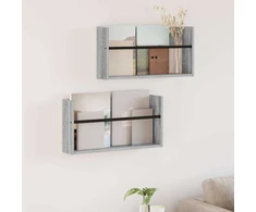 Žurnalų stovas su lentyna 2 pcs Pilkas Sonoma 60 x 12 x 30 cm