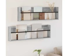 Žurnalų stovas su lentyna 2 pcs Pilkas Sonoma 100 x 12 x 30 cm