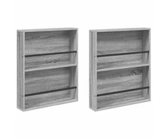 Žurnalų stovas su lentyna 2 pcs Pilkas Sonoma 60 x 12 x 70 cm
