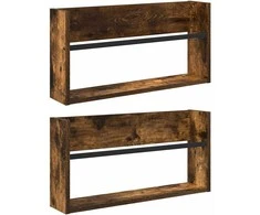Žurnalų stovas su lentyna 2 pcs Rūkyta ąžuolas 60 x 12 x 30 cm