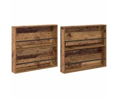 Žurnalų stovas su lentyna 2 pcs Senas medis 80 x 12 x 70 cm