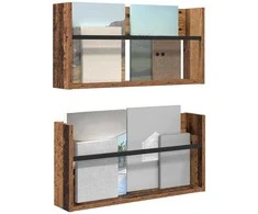 Žurnalų stovas su lentyna 2 pcs Senas medis 60 x 12 x 30 cm