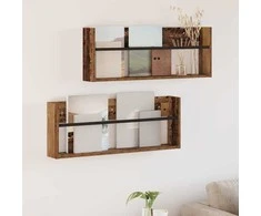 Žurnalų stovas su lentyna 2 pcs Senas medis 80 x 12 x 30 cm