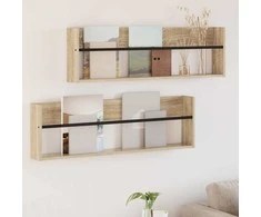 Žurnalų stovas su lentyna 2 pcs Sonoma ąžuolas 100 x 12 x 30 cm