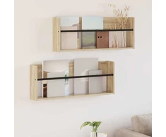 Žurnalų stovas su lentyna 2 pcs Sonoma ąžuolas 80 x 12 x 30 cm