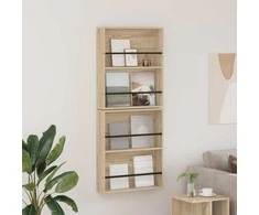 Žurnalų stovas su lentyna 2 pcs Sonoma ąžuolas 60 x 12 x 70 cm