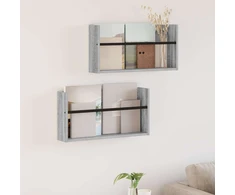Žurnalų stovas su lentyna 2 vnt. Pilkas Sonoma 60 x 12 x 30 cm